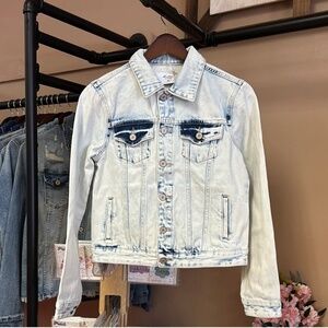 KanCan Acid Wash Denim Jacket Women's SM Y2K + Retro Vintage-Look Blue Jean NWOT